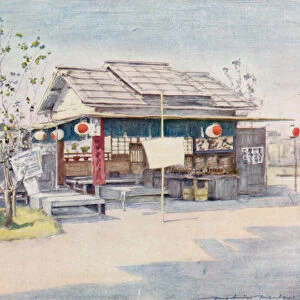 A Tea House (colour litho)
