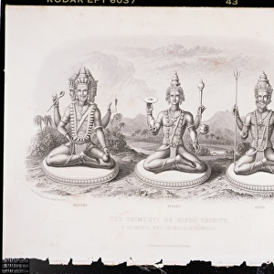 The Trimurti or Hindu Trinity, engraved by A. Thorn, from World Religion