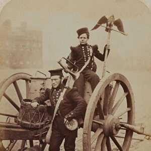 Trumpeters Gritten and Lang, Royal Artillery, 1856 (sepia photo)
