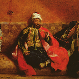 A Turk smoking sitting on a sofa, c. 1825 (oil on canvas)