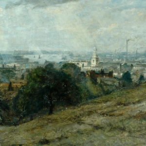 View from Greenwich Hill (oil on canvas)