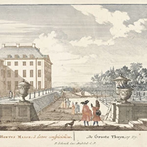 Walkers in the garden of Het Loo Palace, 1694-97 (coloured engraving)