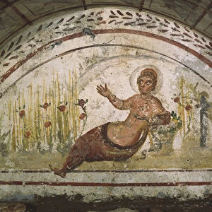 Wall painting from the Catacombs of Via Latina, Rome (fresco)