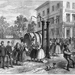 Watering system in the streets of Vienna, Austria in 1873