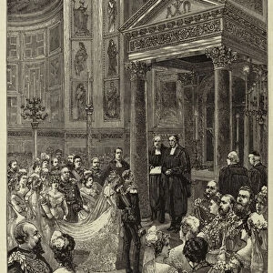 Wedding of the Crown Prince William (now Emperor) and the Princess Augusta Victoria (now Empress) in the Chapel of the Royal Castle, Berlin, 27 February 1881 (engraving)