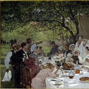 Wedding meal in Yport Painting by Albert Fourie (1854-1937) 1886 Sun