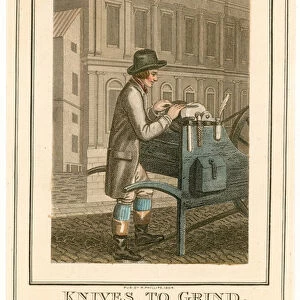 White Hall. Knives to Grind (coloured engraving)