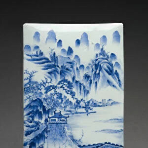 Writing box with landscape, Seto kiln-site (porcelain)