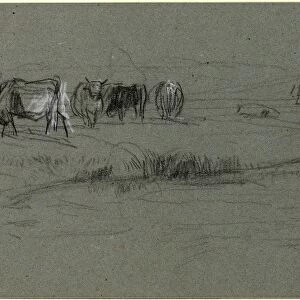 Constant Troyon, French (1810-1865), River Bank with Cattle, probably after 1850