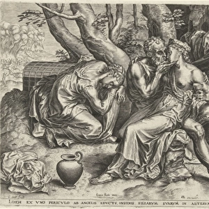 Lot and his daughters, Cornelis Cort, Hendrick Hondius (I), c. 1590 - c. 1650