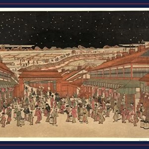 Ukie wakoku no keiseki shin-yoshiwara nakanochAc no zu, Perspective picture of famous