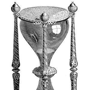 16th century hourglass, engraving, 19th century