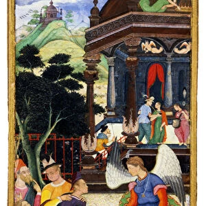 An Angel Conversing with a Group of Europeans, c. 1610. Artist: Indian Art