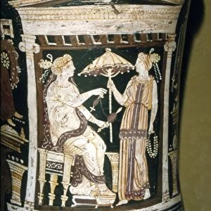 Apulian Vase, Penelope Spinning Wool, c340 BC
