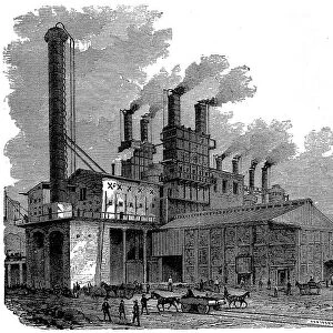 Blast furnaces at the Phoenix Iron and Bridge Works, Phoenixville, Pennsylvania, USA, 1873