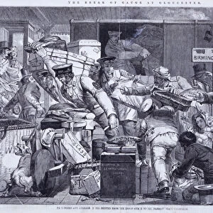 Break of Gauge at Gloucester, Gloucestershire, 6th June 1846. Artist: WJ Linton