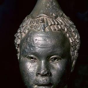 Bronze vessel in the form of the head of a young African woman