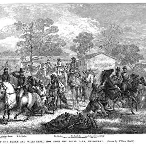 Burke and Wills expedition setting out from Royal Park, Melbourne, Australia, 20 August 1860