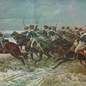 The Charge of the 10th Hussars at Benevente (Corunna Campaign), 1809, c1915 (1928). Artist: William Barnes Wollen