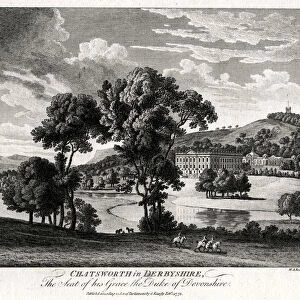 Chatsworth in Derbyshire, The Seat of his Grace the Duke of Devonshire, 1775. Artist: Michael Angelo Rooker