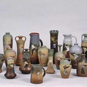 Collection of Weller Dickins Ware from the late 1800s. Artist: Weller Pottery Company