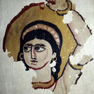 Coptic Textile, Female Head Portrait, Egypt, 6th-7th century