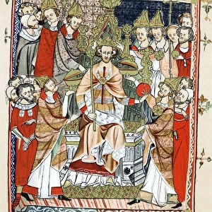 Coronation and unction of a king, 13th century