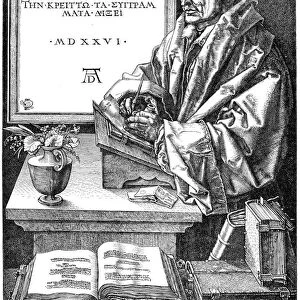 Desiderus Erasmus using writing slope (1465-1536), Dutch humanist and scholar