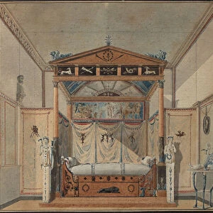 Design of the Bed, c. 1800. Creator: Percier, Charles (1764-1838)