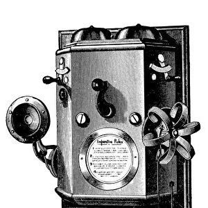 Edison telephone in a wall-mounted box, New York, 1890