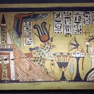 Egyptian painting on a wooden shabti box