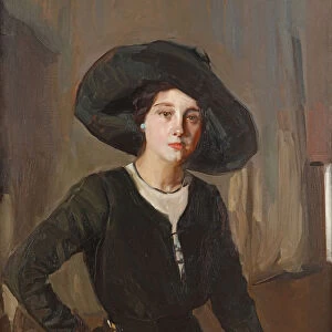 Elena in Black Hat, 1910. Creator: Sorolla y Bastida, Joaquin (1863-1923)