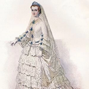 The Empress Eugenie in her bridal dress, 1853, (1902). Artist: Edmund Thomas Parris