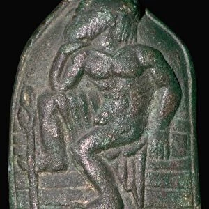 Etruscan bronze of an augur watching the flight of birds, 6th century BC