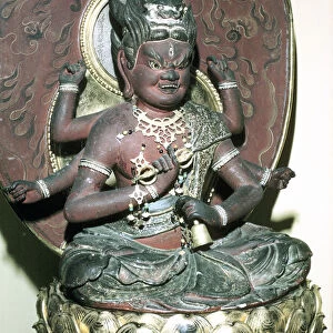 Figure of Aizen Myo-o, a Buddhist adibuddha, Japanese