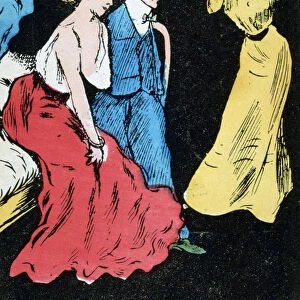 French adultery caricature postcard, c1900