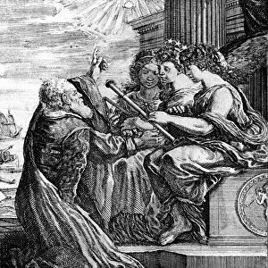 Galileo presenting his telescope to the Muses, 1655-56