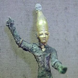 Gold and bronze statuette of Baal hurling a thunderbolt