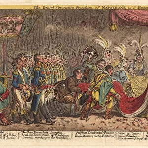 The Grand Coronation Procession of Napoleon the 1st Emperor of France, from the church of Notre-Dame, 1805. Artist: Gillray, James (1757-1815)