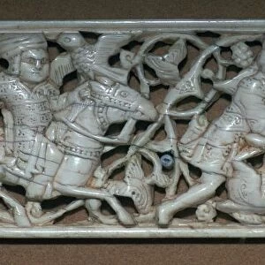 Islamic ivory panel of a hunting scene