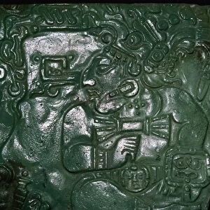 Jade Maya carving of a seated dignitary