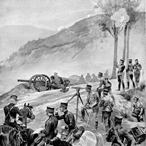 Japanese field battery in action, Russo-Japanese War, 1904-5
