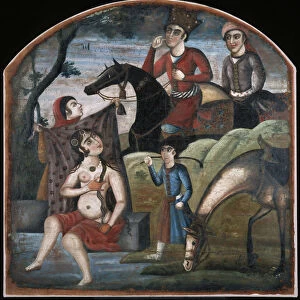 Khusraw Discovers Shirin Bathing. (From Pictorial Cycle of Eight Poetic Subjects), Mid of the 18th cen Artist: Iranian master