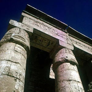Lotus-headed pillars, Temple of Rameses III, Medinat Habu, Luxor, Egypt, c12th century