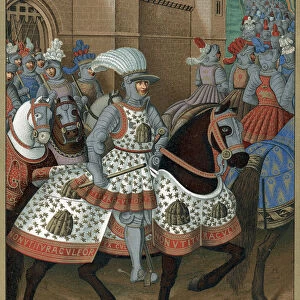 Louis XII, King of France, riding out with his army to chastise the city of Genoa, 24 April 1507