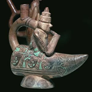 Mochica stirrup-spout vessel of a fisherman