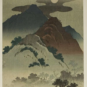 Full Moon Over Mountain Scenery, Japan, c. 1835. Creator: Ikeda Eisen