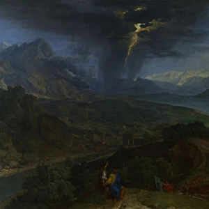 Mountain Landscape with Lightning, ca 1675. Artist: Millet, Jean-Francois, the Elder (1642-1679)