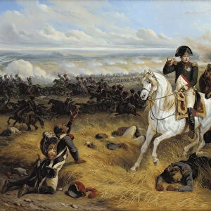 Napoleon in the Battle of Wagram, 1841. Artist: Bellange, Hippolyte (1800-1866)