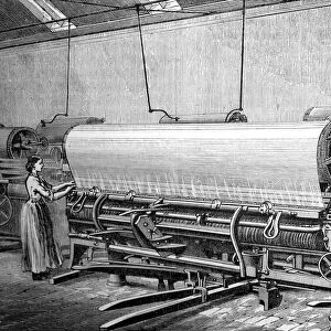 Net loom in the Stuarts factory, c1880